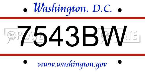 7543BW District Of Columbia License Plate
