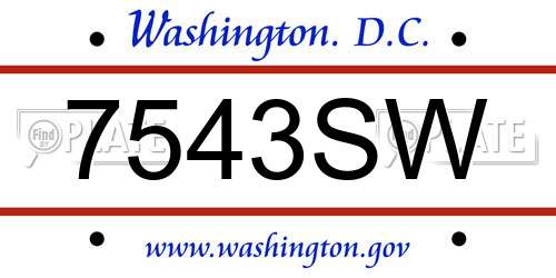 7543SW District Of Columbia License Plate