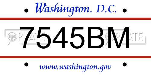 7545BM District Of Columbia License Plate