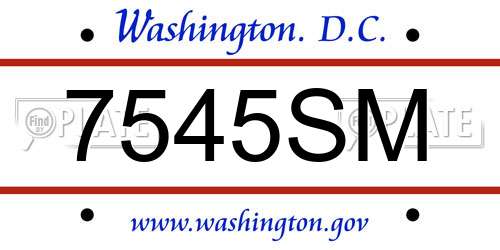 7545SM District Of Columbia License Plate