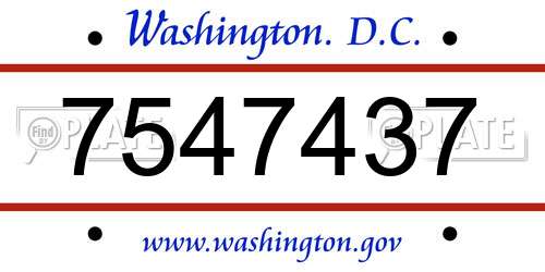 7547437 District Of Columbia License Plate