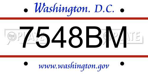7548BM District Of Columbia License Plate