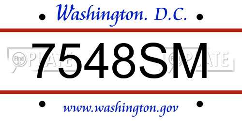 7548SM District Of Columbia License Plate