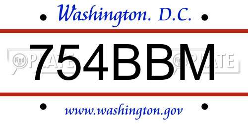 754BBM District Of Columbia License Plate