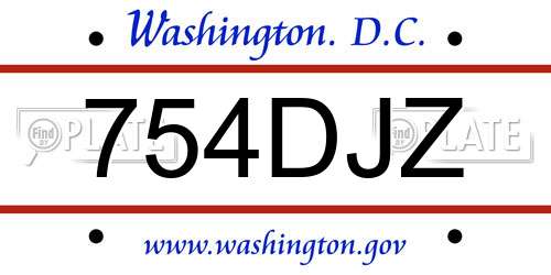 754DJZ District Of Columbia License Plate