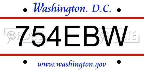 754EBW District Of Columbia License Plate