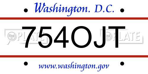 754OJT District Of Columbia License Plate