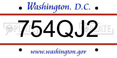 754QJ2 District Of Columbia License Plate