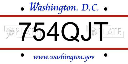 754QJT District Of Columbia License Plate