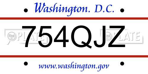 754QJZ District Of Columbia License Plate