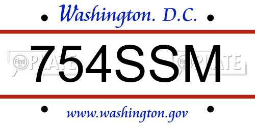 754SSM District Of Columbia License Plate