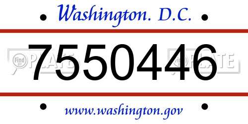 7550446 District Of Columbia License Plate
