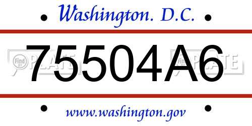 75504A6 District Of Columbia License Plate