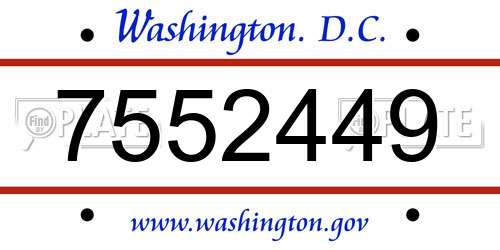 7552449 District Of Columbia License Plate