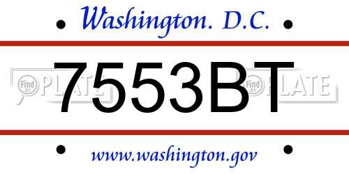 7553BT District Of Columbia License Plate