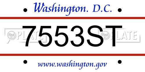7553ST District Of Columbia License Plate