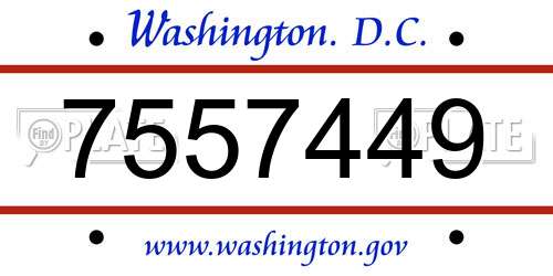 7557449 District Of Columbia License Plate