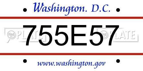 755E57 District Of Columbia License Plate