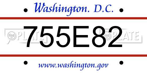755E82 District Of Columbia License Plate
