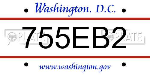 755EB2 District Of Columbia License Plate