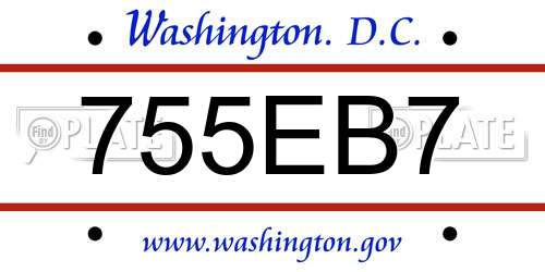755EB7 District Of Columbia License Plate