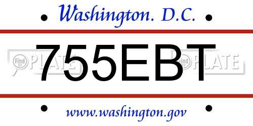 755EBT District Of Columbia License Plate