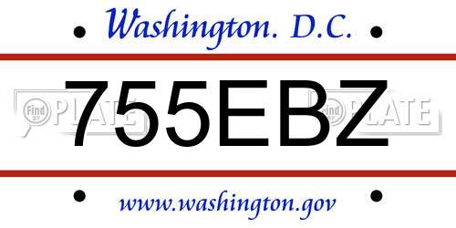 755EBZ District Of Columbia License Plate