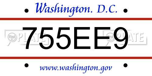 755EE9 District Of Columbia License Plate