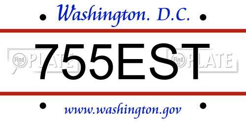 755EST District Of Columbia License Plate