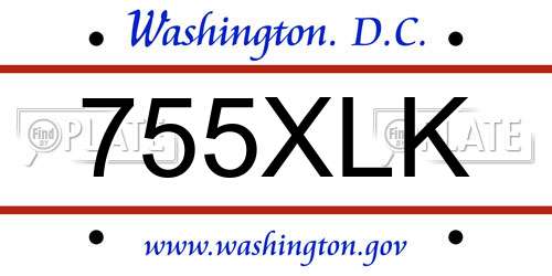 755XLK District Of Columbia License Plate