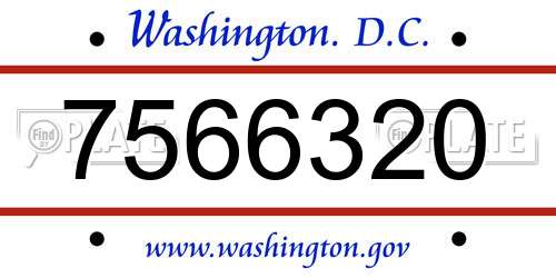 7566320 District Of Columbia License Plate