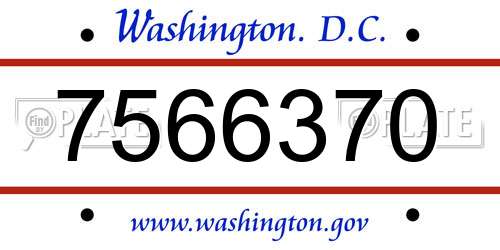 7566370 District Of Columbia License Plate