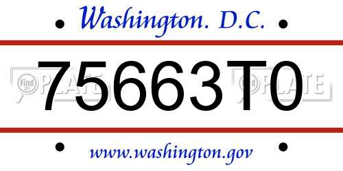 75663T0 District Of Columbia License Plate