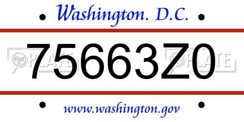 75663Z0 District Of Columbia License Plate