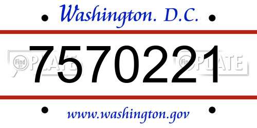 7570221 District Of Columbia License Plate
