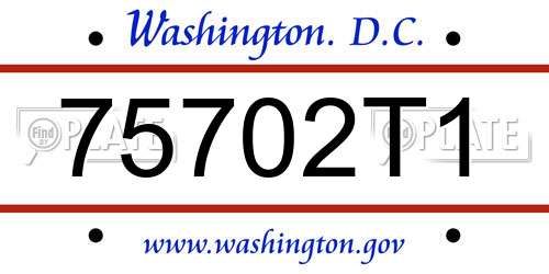 75702T1 District Of Columbia License Plate