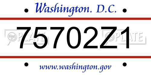 75702Z1 District Of Columbia License Plate