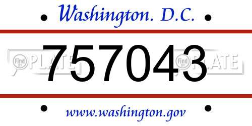 757043 District Of Columbia License Plate