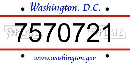 7570721 District Of Columbia License Plate