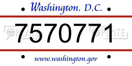 7570771 District Of Columbia License Plate