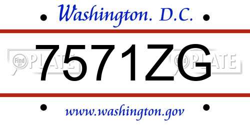 7571ZG District Of Columbia License Plate