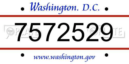 7572529 District Of Columbia License Plate