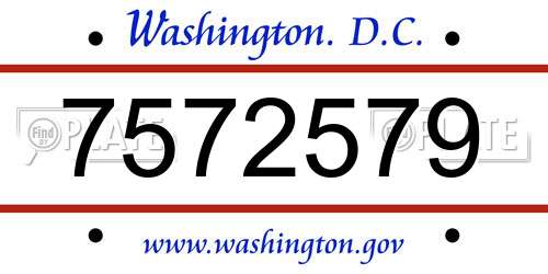 7572579 District Of Columbia License Plate