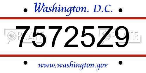 75725Z9 District Of Columbia License Plate