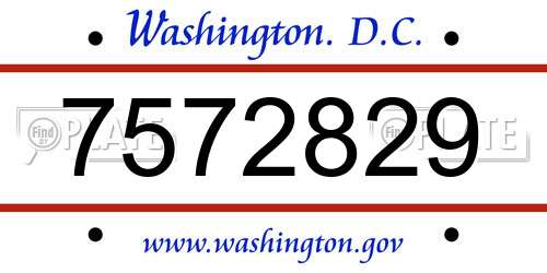 7572829 District Of Columbia License Plate