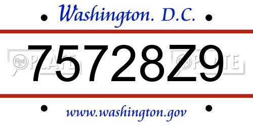 75728Z9 District Of Columbia License Plate