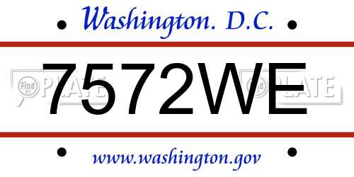 7572WE District Of Columbia License Plate