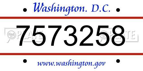 7573258 District Of Columbia License Plate