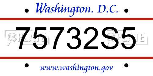 75732S5 District Of Columbia License Plate