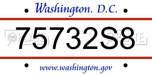 75732S8 District Of Columbia License Plate